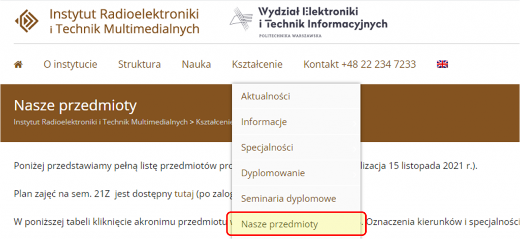 Zaktualizowaliśmy listę naszych przedmiotów