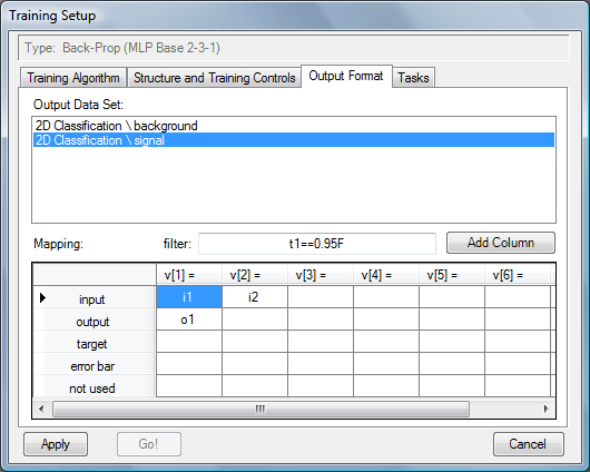 output format window
